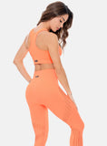 Leggins Deportivo de mujer sin costuras talla única, color mandarina