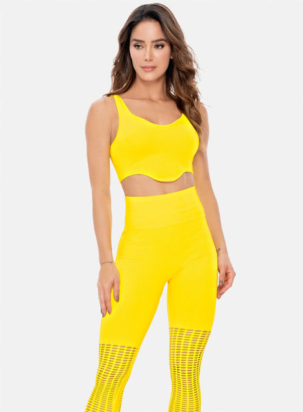 Leggins Deportivo de mujer sin costuras talla única, color amarillo