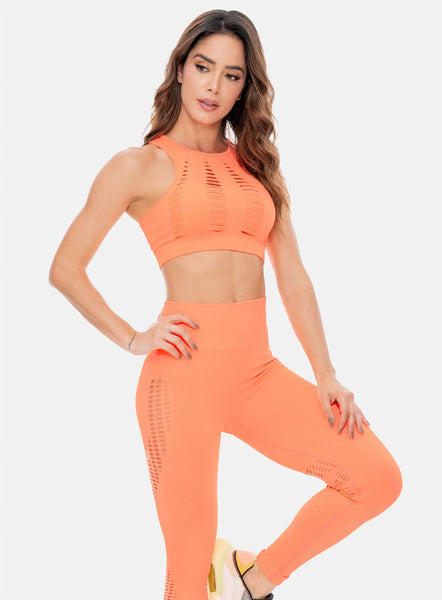 Leggins Deportivo de mujer sin costuras talla única, color mandarina