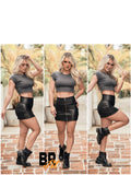 Croptop Queen Negro Rib